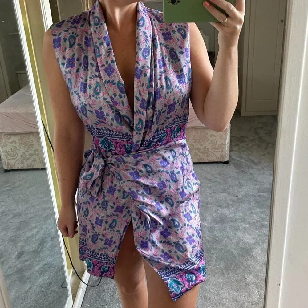 Zara Women's Pink and Purple Dress SIZE XL 7630/036